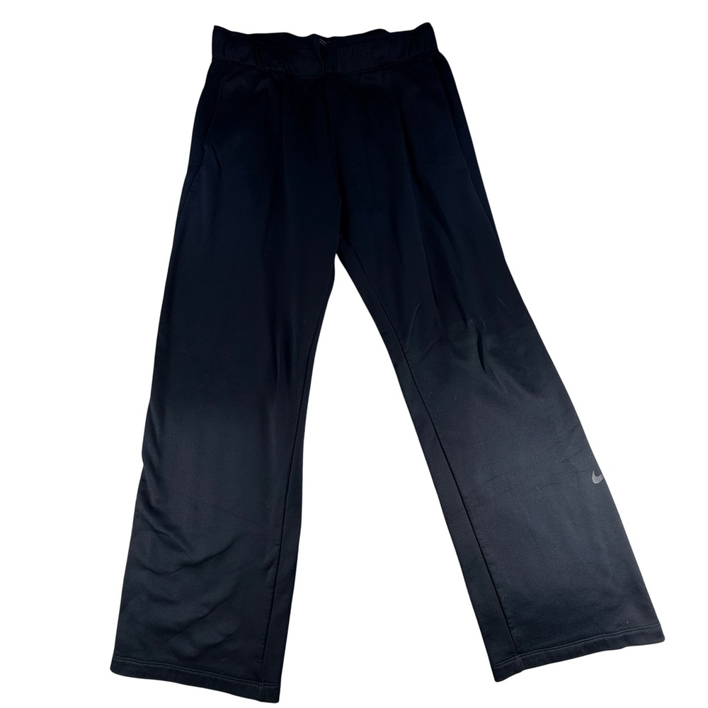Nike Womens Therma Training Pants Wide Leg L Black AH8945-010 Polyester Blend